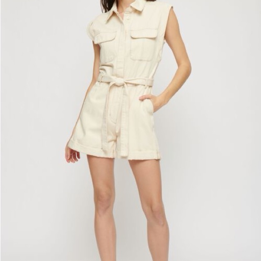 Dynamite Cream Denim Romper